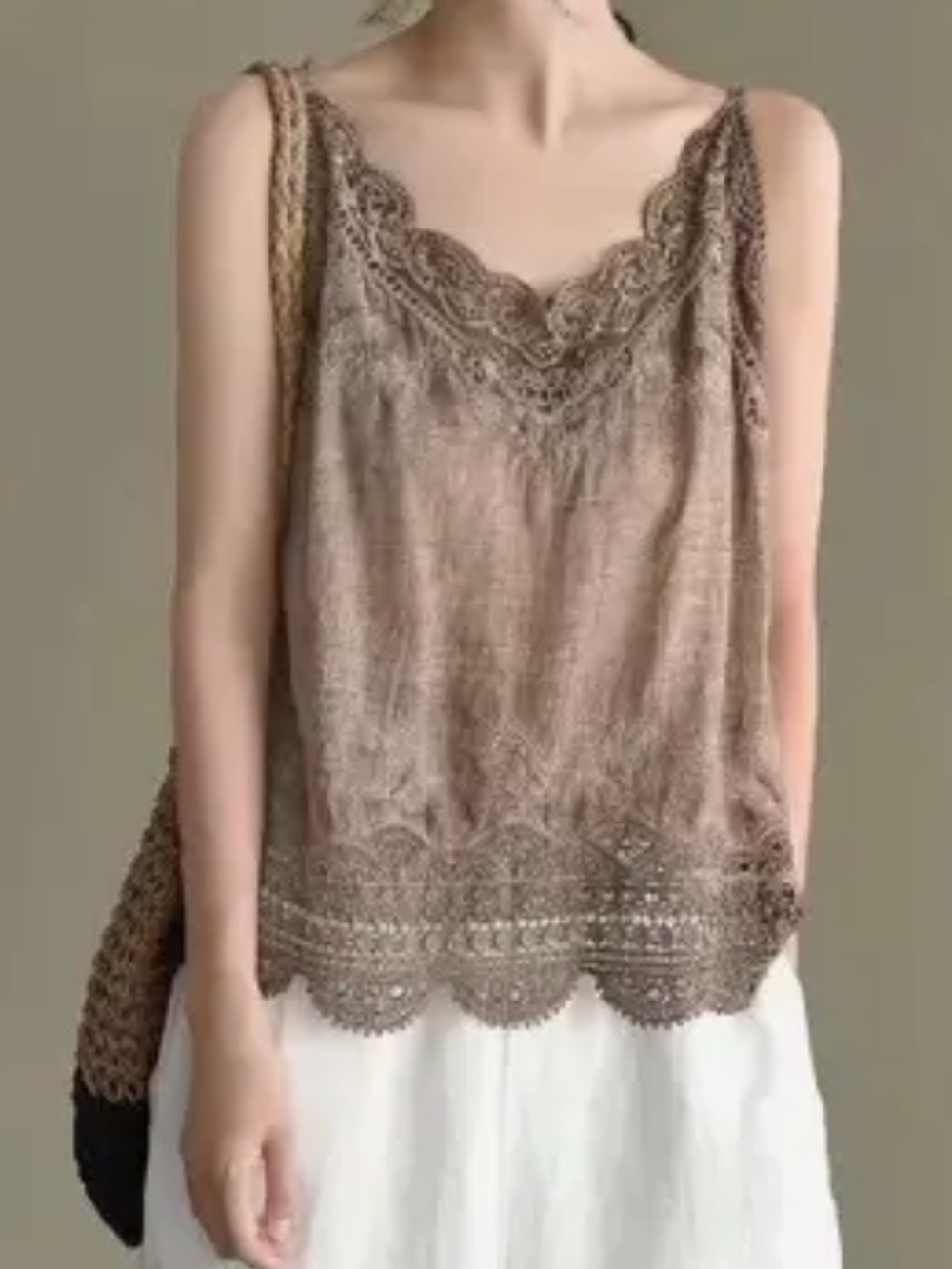 Lace Trim Boho Camisole Top - Women